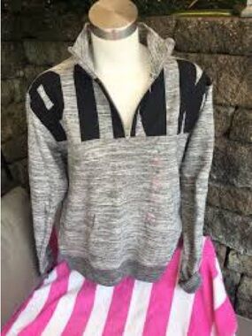 PINK Victoria's Secret Gray Pullover with Black Logo